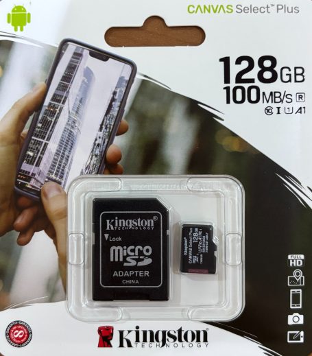 Kingston  Micro sd 128 GB  100MBs  €13